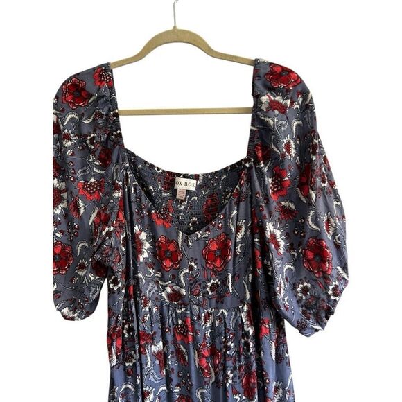 Knox Rose Sky Blue Boho Bohemian Midi Dress Size XXL Tiered Bishop Sleeve - Picture 4 of 13